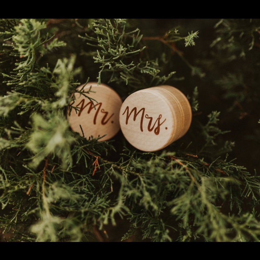Wooden Mr. and Mrs. Ring Box
